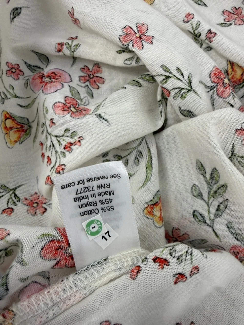 LC Lauren Conrad Floral Ruffle Sleeveless Blouse - White with Red Floral Trim - Picture 6 of 7